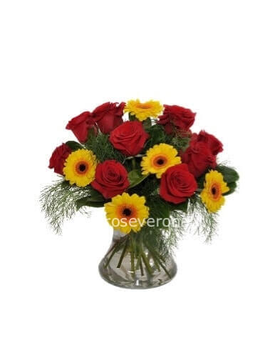 Bouquet di rose e gerbere